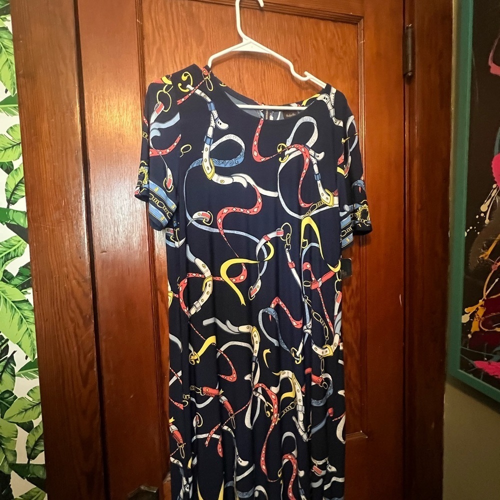 Rafaella Women's Dress Size Large Mediterranean Blue White NWT